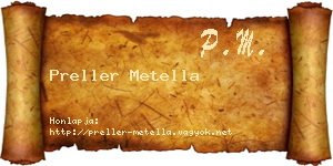 Preller Metella névjegykártya